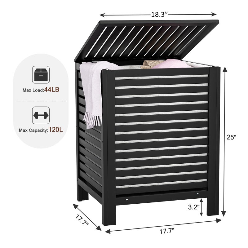 Homykic Bamboo Laundry Hamper with Lid, 120L Large Clothes Laundry Sorter with Removable 2-Section Liner Bag, Raised Laundry Basket Organizer for Clothing, Bathroom, Bedroom, Laundry Room, Black - Image 5