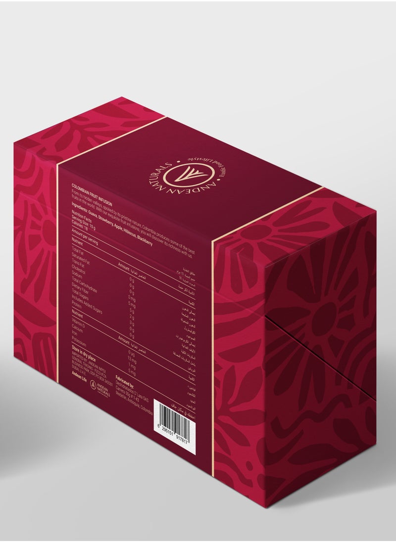 - Raw Natural Organic Tea - Colombian Fruit Infusion - Red Fruits (Guava, Strawberry, Apple, Hibiscus, Blackberry)