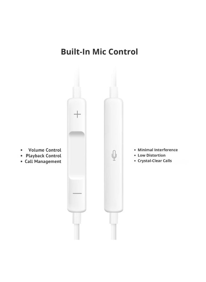 Lightning Wired Earbuds with Microphone & Volume Control – Stereo In-Ear Headphones Compatible with iPhone 14, 13, 12, 11, Pro Max, iPad – White - Image 3