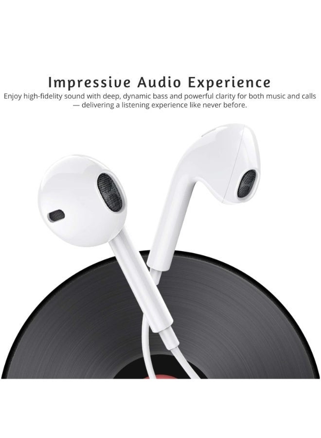 Lightning Wired Earbuds with Microphone & Volume Control – Stereo In-Ear Headphones Compatible with iPhone 14, 13, 12, 11, Pro Max, iPad – White - Image 5