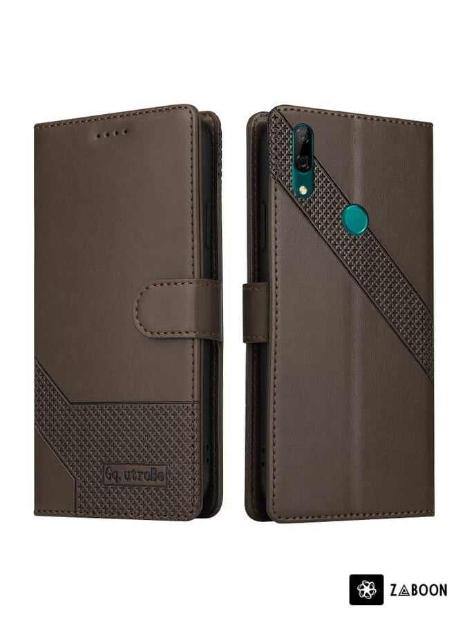 Green Tiger - For Huawei P Smart Z GQUTROBE Skin Feel Magnetic Leather Phone Case(Brown) - Image 1