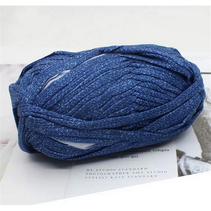 1 PCS COLORFUL TSHIRT YARN KNITTING YARN FABRIC CROCHET CLOTH FOR DIY KNITTED FABRIC ART 41 BLUE