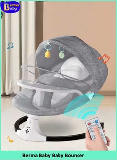 Berma Baby Baby Swing for Infants, Electric Portable Baby Swing for Newborn, Bluetooth Touch Screen/Remote Control Timing Function 3 Swing Speeds Baby Rocker Chair with Music Speaker 5 Point Harness Gray  - Image 1