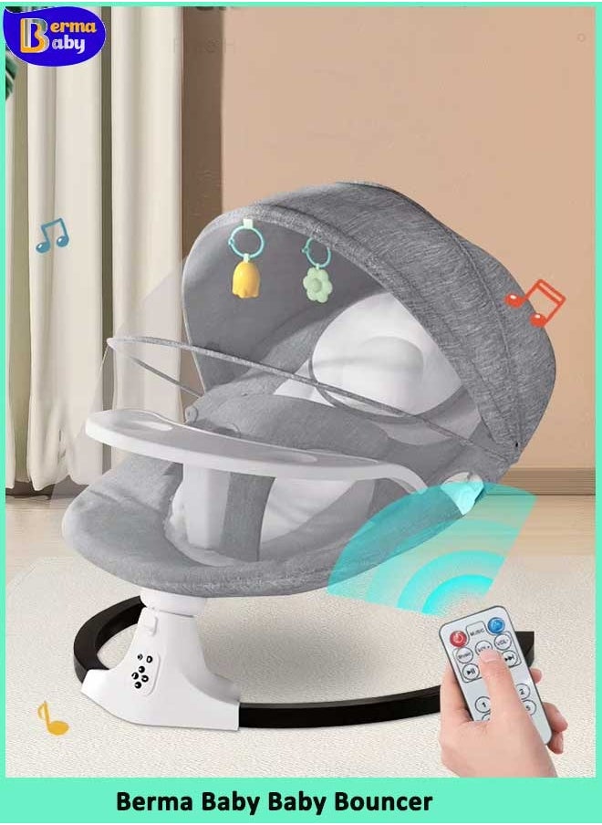 Berma Baby Baby Swing for Infants, Electric Portable Baby Swing for Newborn, Bluetooth Touch Screen/Remote Control Timing Function 3 Swing Speeds Baby Rocker Chair with Music Speaker 5 Point Harness Gray  - Image 1
