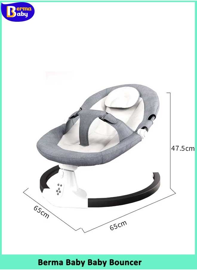 Berma Baby - Baby Swing for Infants, Electric Portable Baby Swing for Newborn, Bluetooth Touch Screen/Remote Control Timing Function 3 Swing Speeds Baby Rocker Chair with Music Speaker 5 Point Harness Gray - Image 1