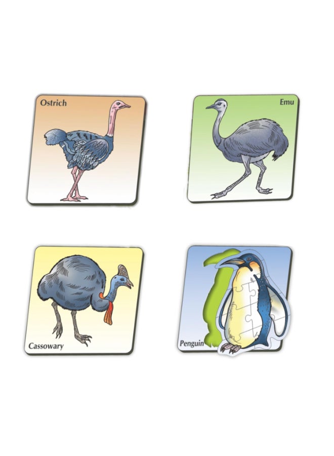 Creative's Creative’s Smart First Puzzles – Flightless Birds | 4 Shaped Animal Puzzles of Ostrich, Emu, Cassowary & Penguin | Early Learning Jigsaw for Kids | 4, 5, 6 & 8 Pieces | Educational Toy Ages 3 & Up - Image 2