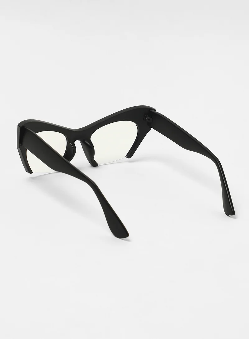 Haute Sauce  Haute Sauce Women's The Abstract Half-Rim Cateye Sunglasses For Casual Wear | One-Size | Onyx Black Polycarbonate Frame | Transparent Polarized Lens | Half-Rim | Eyewear For Woman & Girls for Women | Best Price UAE