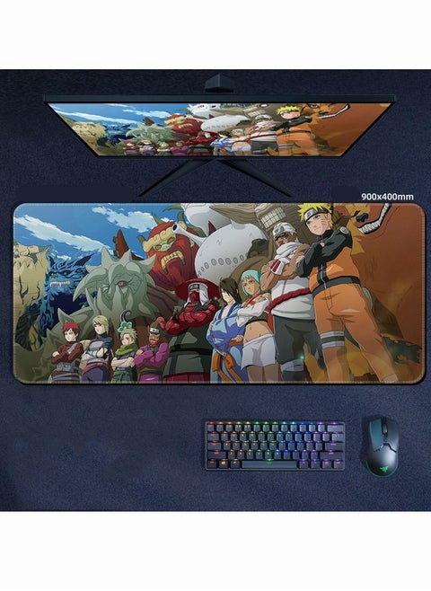 Naruto Large Mouse Pad for Computer Non Slip Rubber Base 900*400*3mm Home Office Long Stitched Edge Mouse Mat for Laptop