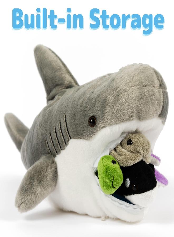 PREXTEX 15" Shark Plush Toy Stuffed Animal with 5 Small Stuffed Animals Sea Friends for Boys & Girls - Turtle, Whale, Octopus, Stingray & Crab Plush Toys for Kids 3-5 - Image 3