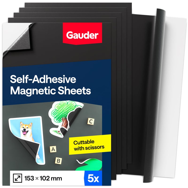 GAUDER SelfAdhesive Magnetic Sheets  Cuttable Magnet Paper for Crafts Photos and Signs  Magnetic Film for Home School and Office 5 PCS  153 x 102 mm