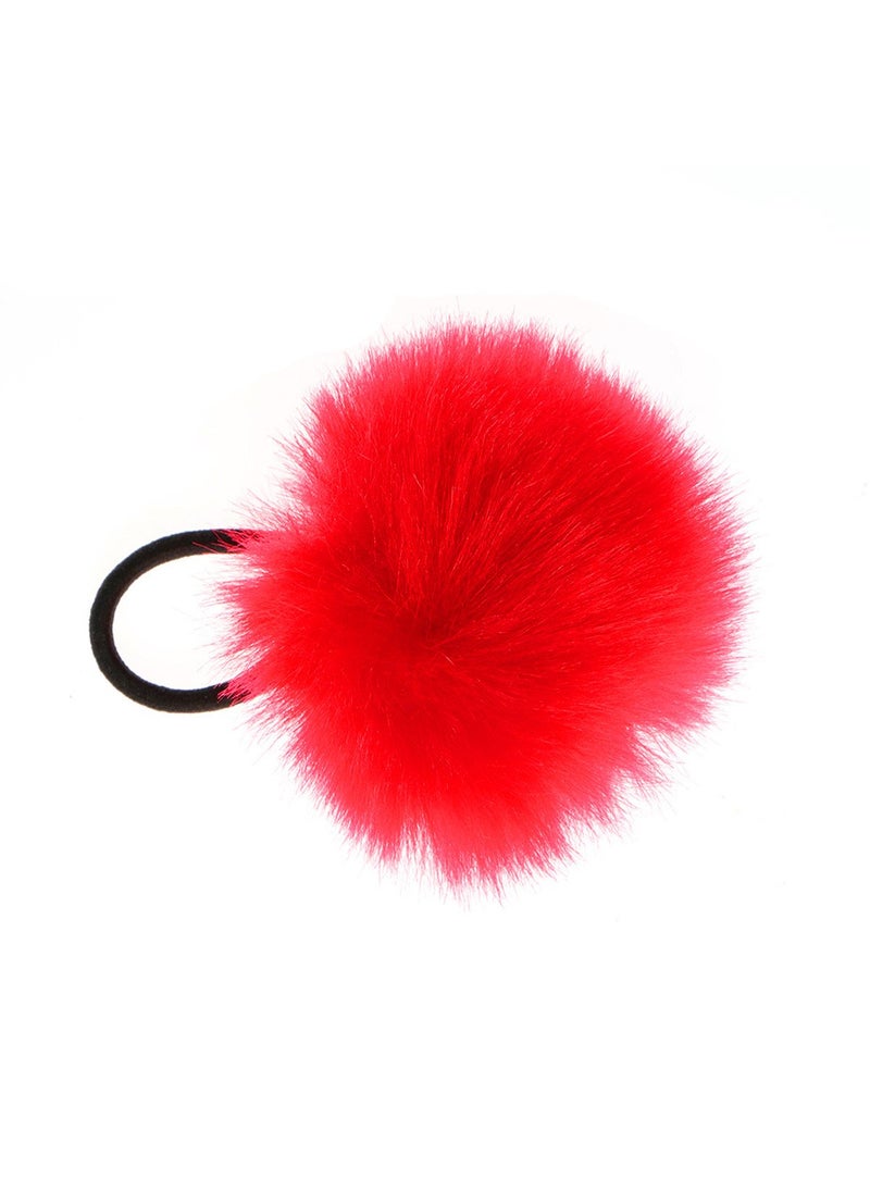 LKXHarleya - 2pcs Pom Pom Elastic Flurry Ball Ponytail Holder Faux Rabbit Fur Hair Accessories - Image 1