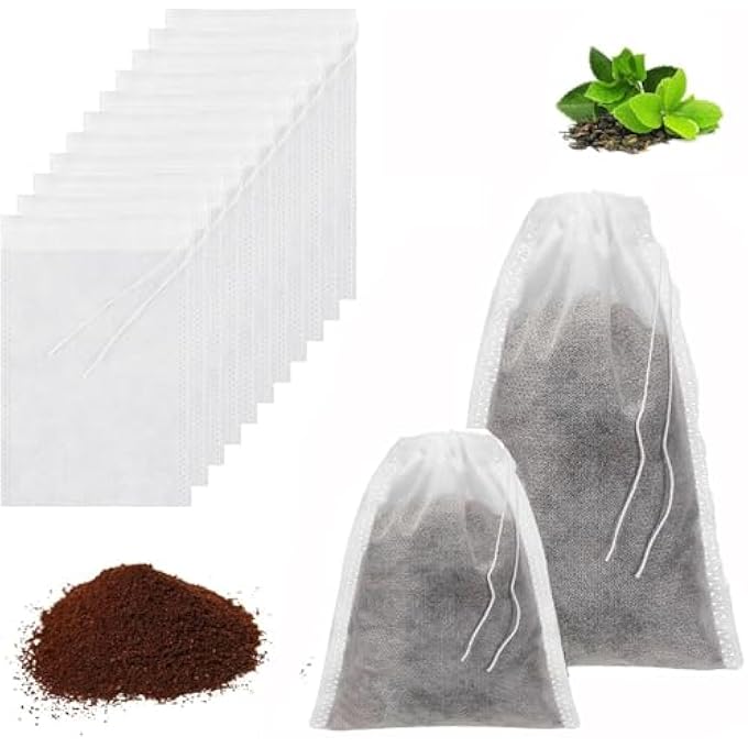 Revhq 300 Pcs Tea Filter Bags Large Tea Bags Disposable Empty Tea Bags For Loose Tea Mesh Cold Brew Coffee Filter Bags With Drawstring For Iced Coffee Herb