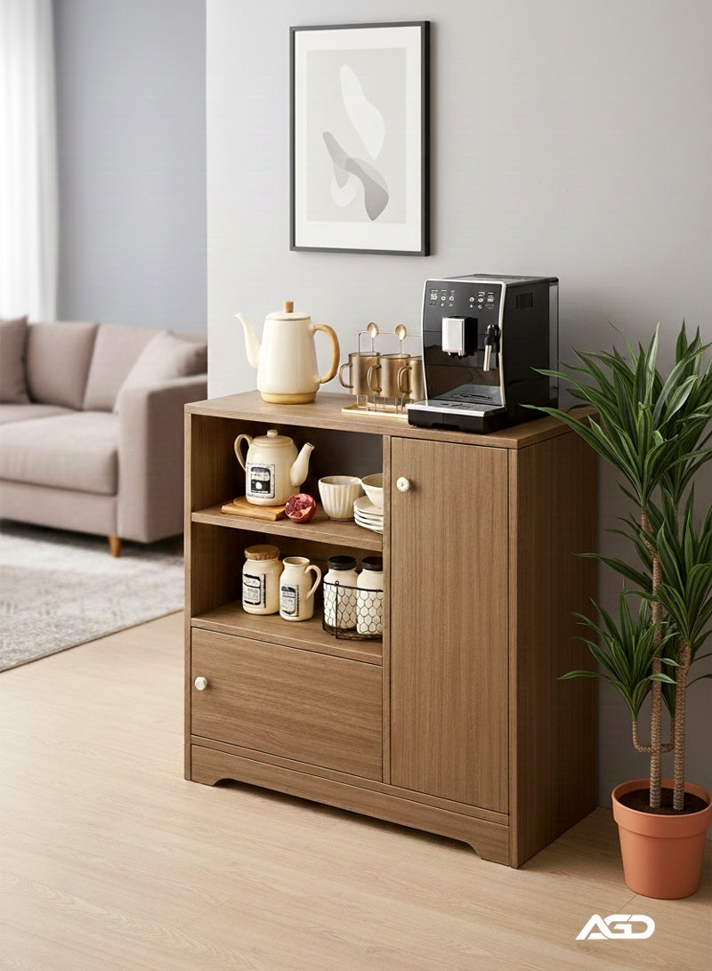 AGD Coffee Cabinet, Large capacity Coffee Table, Modern Minimalist Style Home Coffee Corner, Suitable for Living Room or Office, Storage Cabinet Black Oak - Image 3