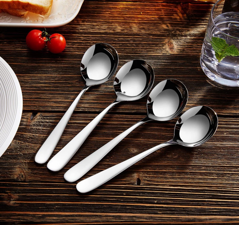 KEAWELL Premium 4-Piece 7" Louise Soup Spoons, 18/10 Stainless Steel, Dishwasher Safe - Image 2