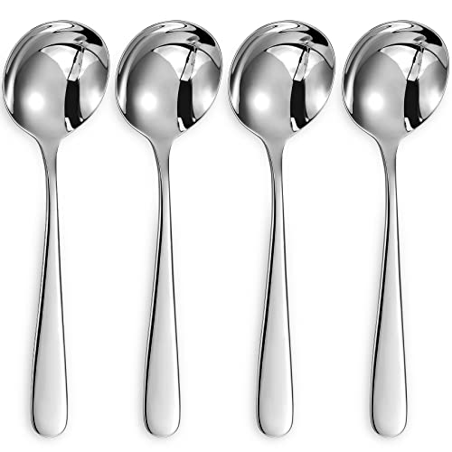 KEAWELL Premium 4-Piece 7" Louise Soup Spoons, 18/10 Stainless Steel, Dishwasher Safe - Image 1