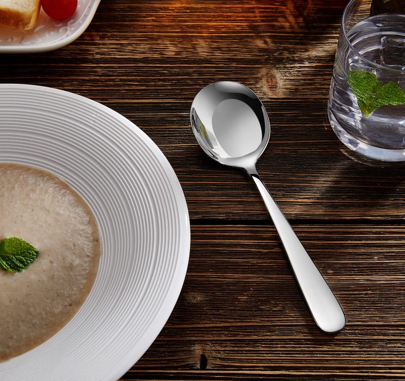 KEAWELL Premium 4-Piece 7" Louise Soup Spoons, 18/10 Stainless Steel, Dishwasher Safe - Image 3