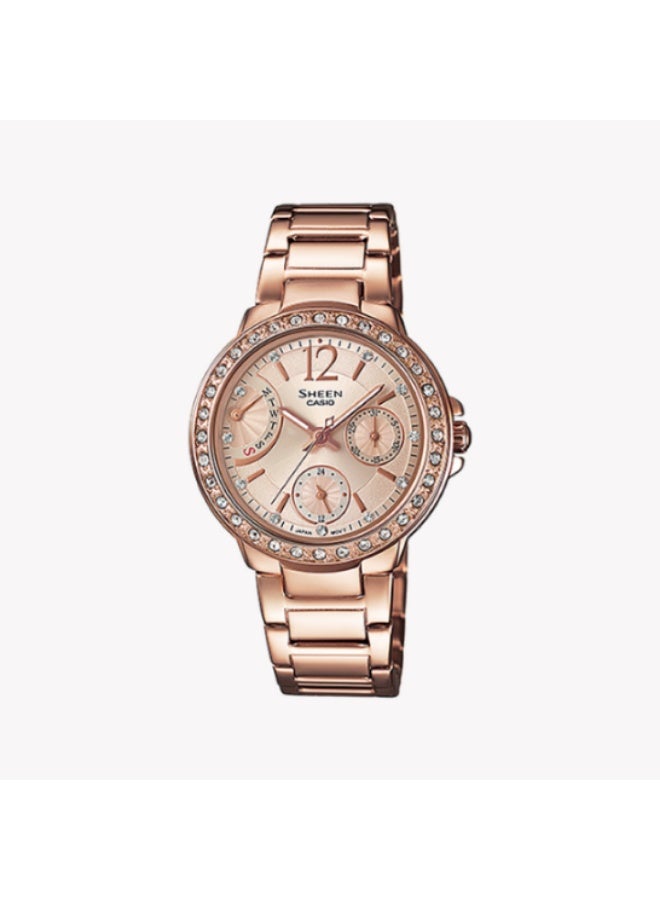CASIO Women's Quartz Watch, Analog Display and Stainless Steel Strap - SHE-3805PG-9AUDR - Image 1