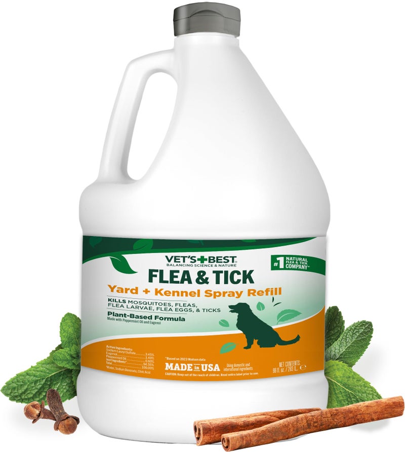 Vet's Best Vetâ€™s Best Flea and Tick Yard and Kennel Spray â€“ Natural Yard Treatment for Fleas, Ticks and Mosquitoes â€“ Plant and Pet Safe Outdoor Spray with Certified Natural Oils â€“ Made in USA â€“ 96 oz Refill - Image 1