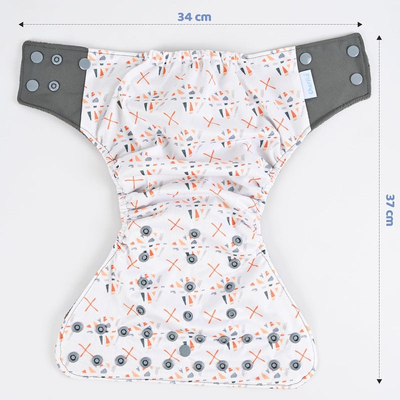 Cherilo Reusable Cloth Diaper for New Born Baby 0 to 3 years, Leakproof, Washable Cloth Diapers, No Side Leakage, Adjustable Free Size Pocket Diaper (Abstract Pattern Diaper + 1 Insert) - Image 2