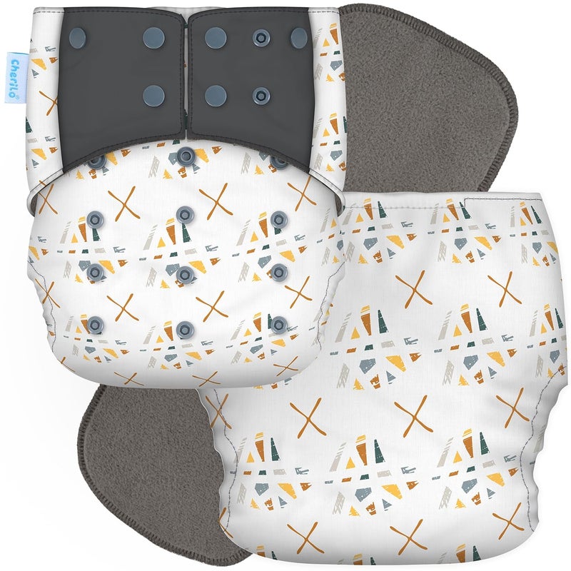 Cherilo Reusable Cloth Diaper for New Born Baby 0 to 3 years, Leakproof, Washable Cloth Diapers, No Side Leakage, Adjustable Free Size Pocket Diaper (Abstract Pattern Diaper + 1 Insert) - Image 1