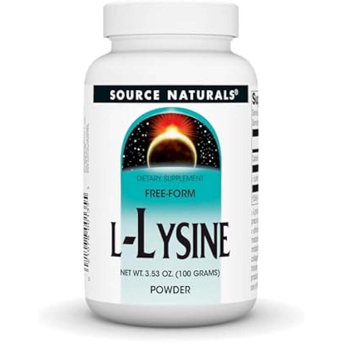 Source Naturals L-Lysine Free Form Powder -Amino Acid Supplement Supports Energy Formation & Collagen* - 100 Grams - Image 1