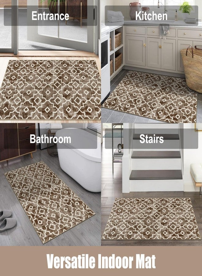 Wonnitar Moroccan Indoor Front Door Mat,32''x48'' Entrance Doormat Entry Rug, Washable Absorbent Non-Slip Dirt Resist Rug, Low-Profile Floor Carpet for Bathroom Entryway (Light Brown,32''x48'') - Image 5