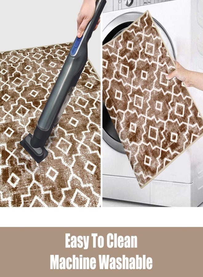 Wonnitar Moroccan Indoor Front Door Mat,32''x48'' Entrance Doormat Entry Rug, Washable Absorbent Non-Slip Dirt Resist Rug, Low-Profile Floor Carpet for Bathroom Entryway (Light Brown,32''x48'') - Image 3