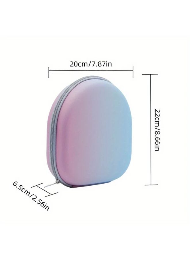 1pc Gradient Blue Pink EVA Headphone Case Shockproof Protective Cover with Durable Zipper - Image 4