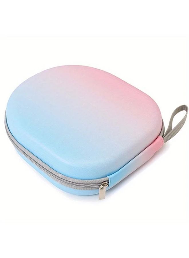 1pc Gradient Blue Pink EVA Headphone Case Shockproof Protective Cover with Durable Zipper - Image 2