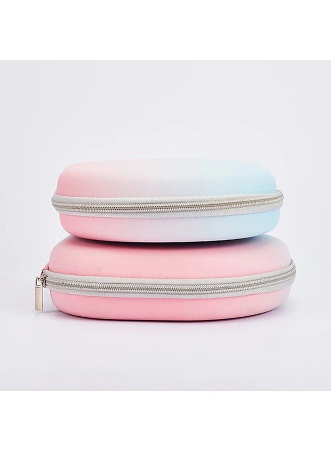 1pc Gradient Blue Pink EVA Headphone Case Shockproof Protective Cover with Durable Zipper - Image 3