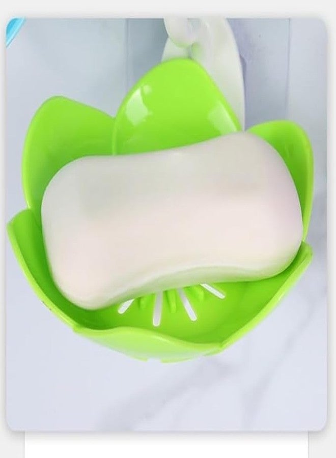 Padchaaya Wall- Mounted Drain Soap Box Double Layer Lotus Flower Shaped Soap Tray Removable Soap Dish Non- Slip Storage Self- Adhesive Bathroom Accessories (Multi-1 pc) - Image 4