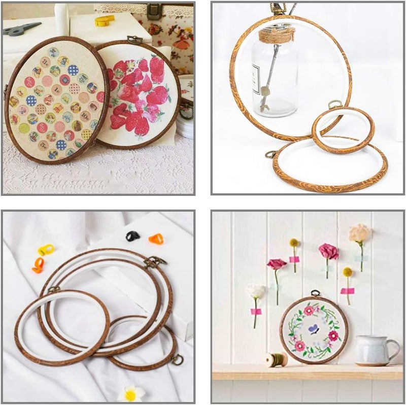 GuoFa 11'' Oval Embroidery Hoop for Cross Stitch, 5PCS 29cm Imitated Wood Embroidery Hoops for Hanging Arts Decoration - Image 5