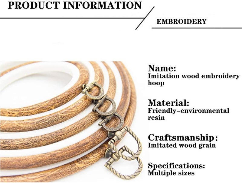 GuoFa 11'' Oval Embroidery Hoop for Cross Stitch, 5PCS 29cm Imitated Wood Embroidery Hoops for Hanging Arts Decoration - Image 4