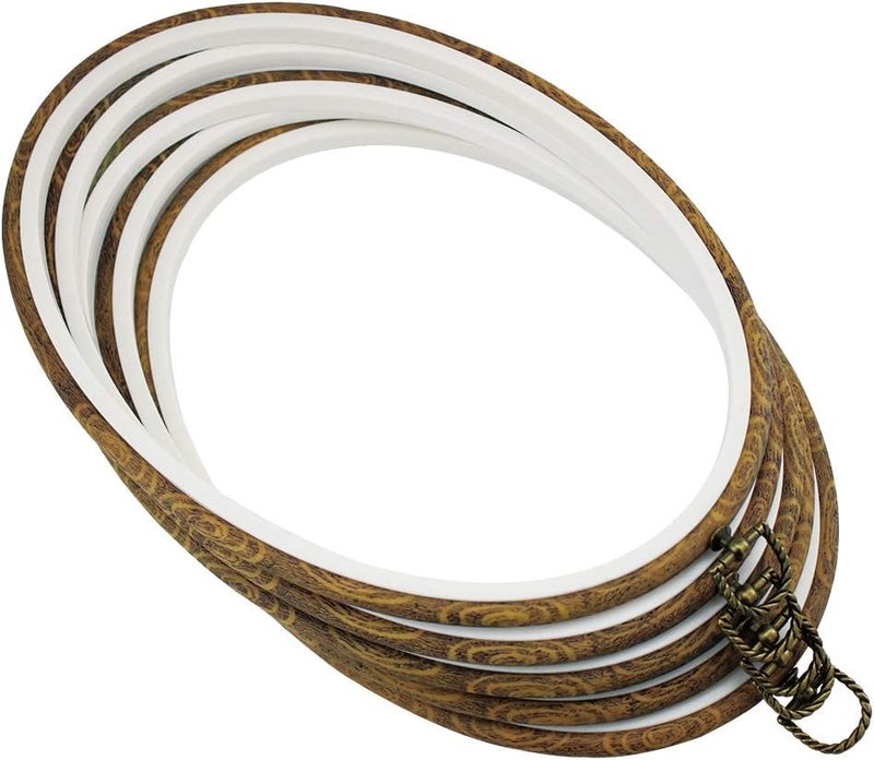 GuoFa 11'' Oval Embroidery Hoop for Cross Stitch, 5PCS 29cm Imitated Wood Embroidery Hoops for Hanging Arts Decoration - Image 1