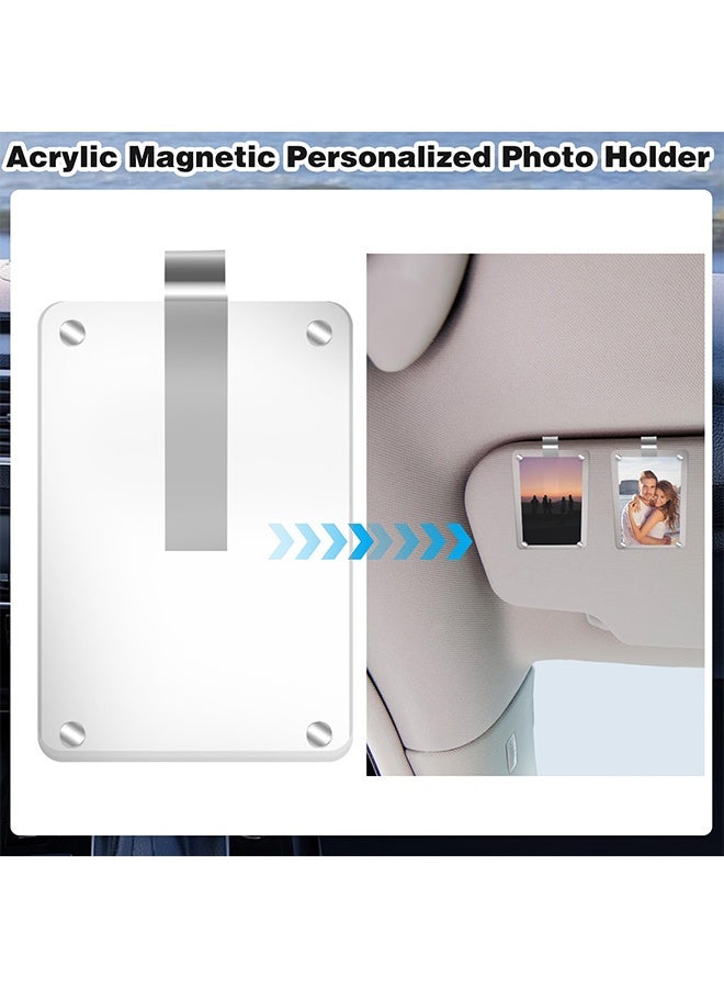 2 Pack Clear Acrylic Car Sun Visor Photo Frame, Magnetic Closure Personalized Picture Holder Clip, Universal Auto Interior Decor Accessories for Family Photos - Image 3