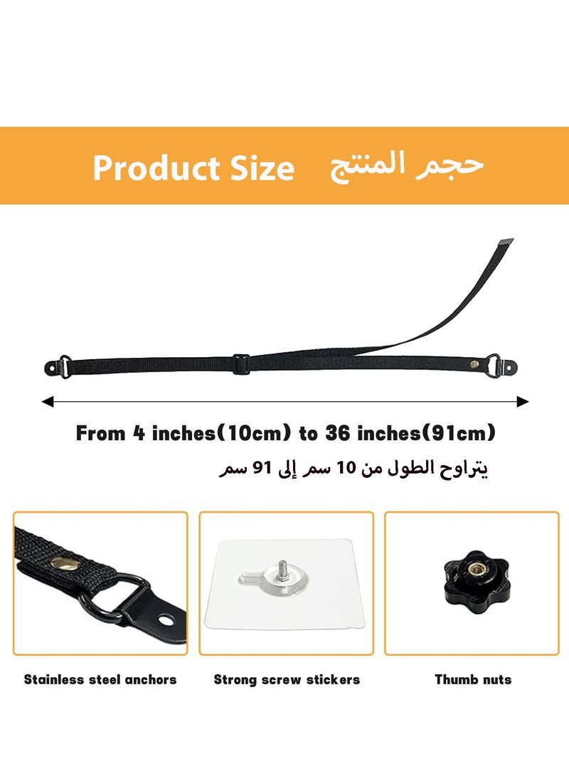 إس كولور أحزمة أمان تلفزيون قابلة للتعديل ، 2 عبوة من أحزمة الأثاث المضادة للتلميح ، أشرطة مرساة الحائط بدون حفر ، مثبتات أثاث لتدقيق الطفل ، الجدار ، الخزانة إلى المراسي الحائط ، الوقوف أو المكتب - Image 2