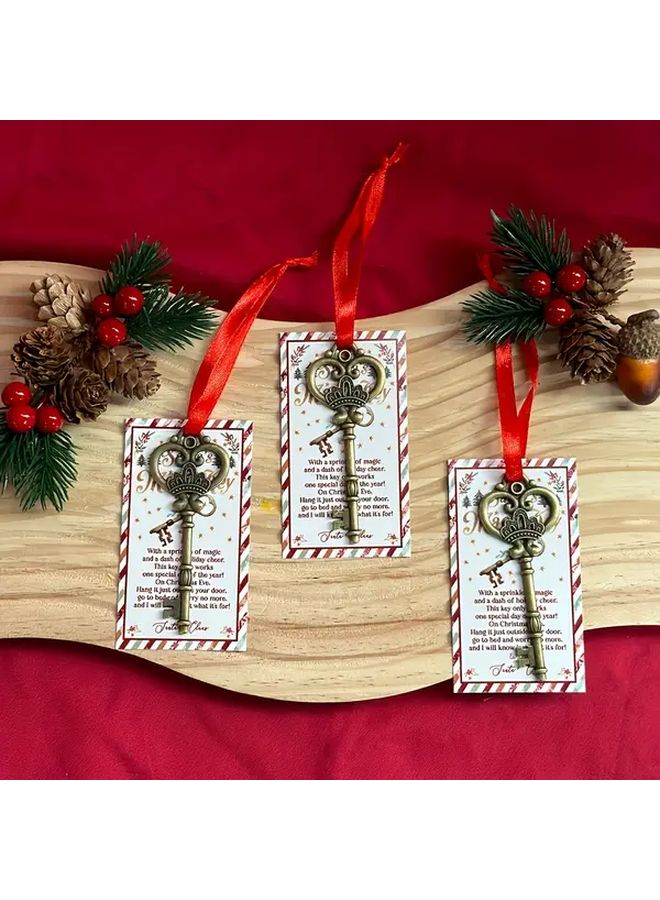 20 Pcs Santa Magic Key Set With Holiday Cards Metal Festive Keychain Christmas Party Gift - Image 5