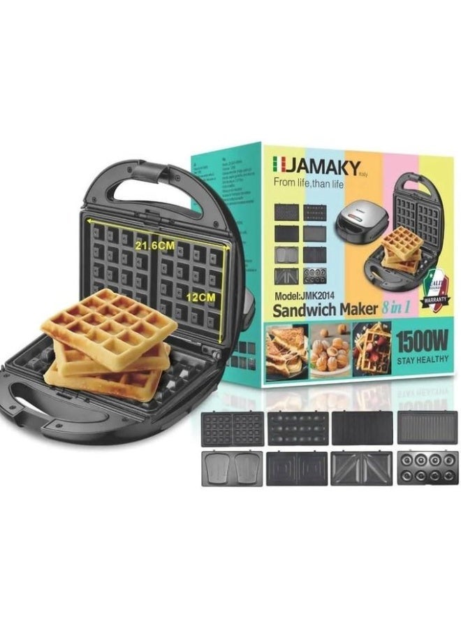 JAMAKY Italy Jamaky Sandwich Maker 1500W Non-Stick Coating, Buckle Easy to Use and Clean Versatile for Waffle, Sandwich, Donut, Walnut- - Image 2