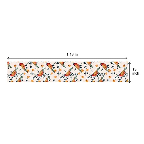 Astitva Cotton Table Runner – 13 x 45 Inches | 4-Seater Washable Dining Table, Centre Table, Wedding & Party Decor - Birds Land Print, Multicolor - Image 5