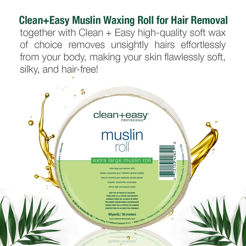 Clean + Easy Muslin Wax Strips â€“ Extra Large Wax Strip Roll for Full Body & Facial Hair Removal, 3.5" x 40 Yards - Image 4