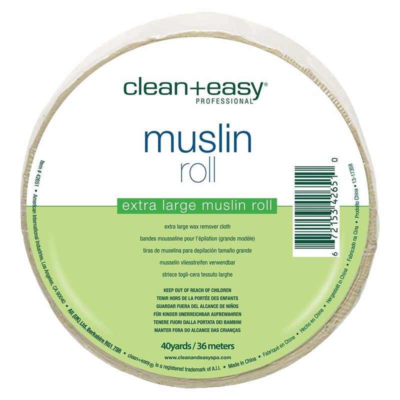 Clean + Easy Muslin Wax Strips â€“ Extra Large Wax Strip Roll for Full Body & Facial Hair Removal, 3.5" x 40 Yards - Image 1