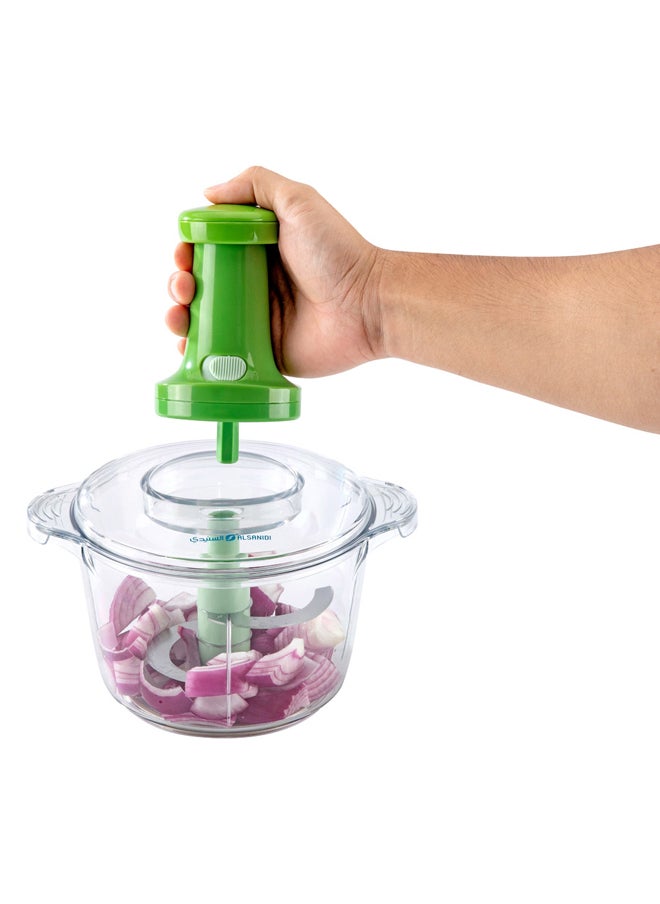 AL SANIDI - Vegetables and fruit slicer, Manual Vegetables slicer, Green, Size 19*30.5 Cm capacity 2 L - Image 1