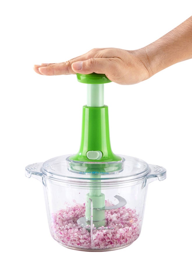 AL SANIDI - Vegetables and fruit slicer, Manual Vegetables slicer, Green, Size 19*30.5 Cm capacity 2 L - Image 1