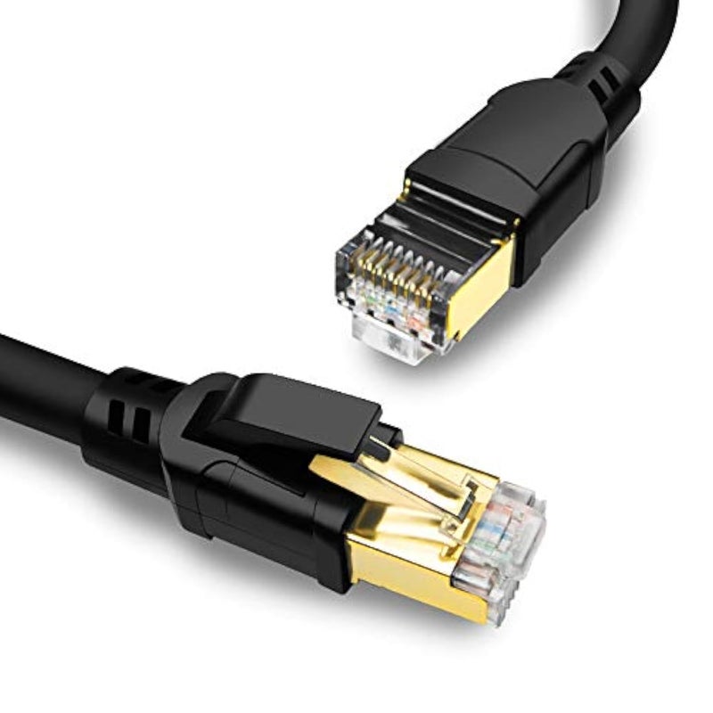 Yauhody CAT8 Ethernet Cable 25FT, High Speed 40Gbps 2000MHz SFTP Internet Network LAN Wire Cables with Gold Plated RJ45 Connector for Router, Modem, PC, Switches, Laptop, Gaming, Xbox(25ft/8m) Black - Image 1