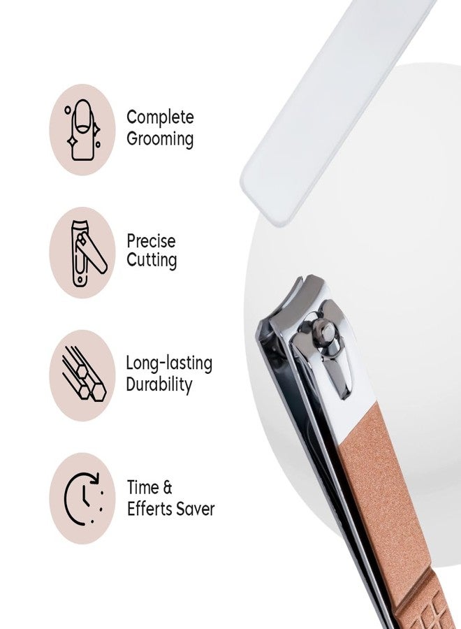Gleva 5 Pcs Nail Cutter Set, Stainless Steel Nail Clippers Set Toenail Clipper, Fingernail Clipper, Nail File, Ear Cleaner & Nail Cutter Anti-Slip Handle, Rust-Resistant, Durable for Men & Women - Image 4