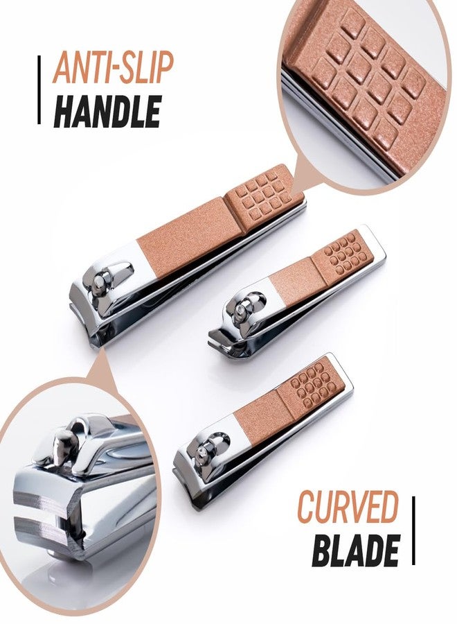 Gleva 5 Pcs Nail Cutter Set, Stainless Steel Nail Clippers Set Toenail Clipper, Fingernail Clipper, Nail File, Ear Cleaner & Nail Cutter Anti-Slip Handle, Rust-Resistant, Durable for Men & Women - Image 3