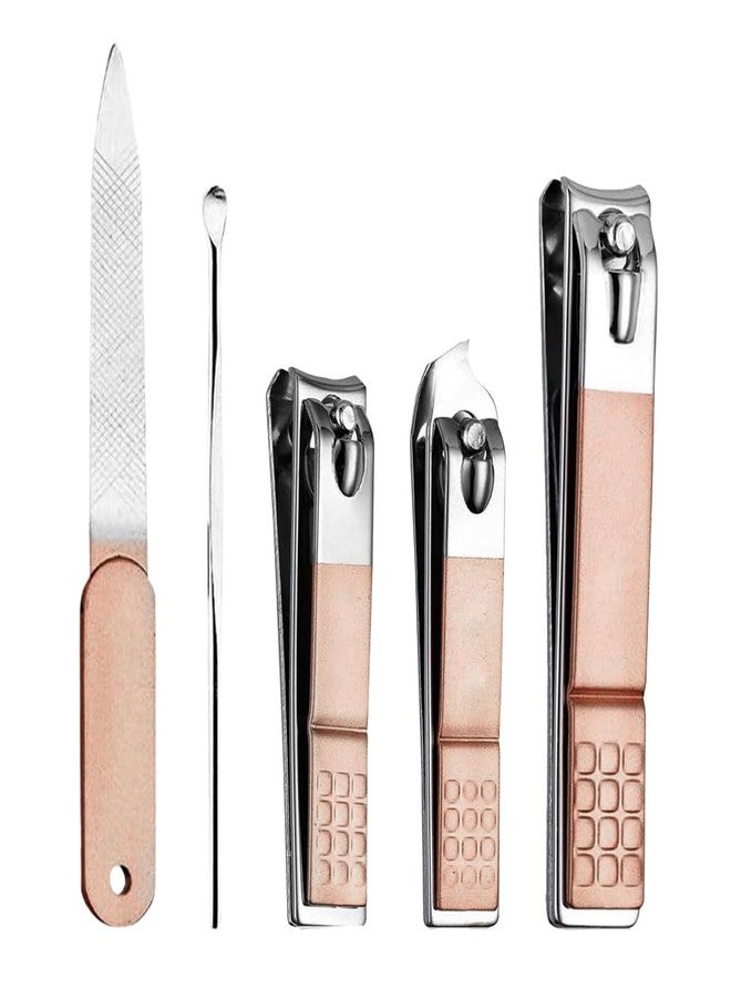 Gleva 5 Pcs Nail Cutter Set, Stainless Steel Nail Clippers Set Toenail Clipper, Fingernail Clipper, Nail File, Ear Cleaner & Nail Cutter Anti-Slip Handle, Rust-Resistant, Durable for Men & Women - Image 1