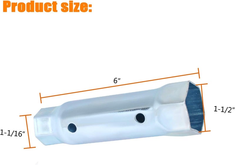 Ketofa RV Water Heater Element Wrench 6"，Hex Socket Wrench Removal Tool Tube Spanner 1-1/16" x 1-1/2" x 6" Length - Image 1