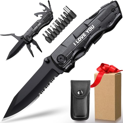 ZAVIT Gifts for Boyfriend Husband Him, Multitool Knife“I LOVE YOU”, Valentines Day Unique Gifts, Tools Gadgets Gifts for Him, Christmas Stocking Stuffers, Anniversary, Birthday Gift Ideas for Husband - Image 1