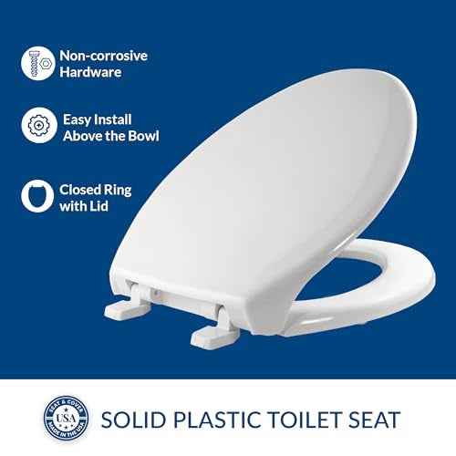 BEMIS 1900 Commercial Heavy Duty Closed Front Toilet Seat with Cover, Industrial Slow Close Seat, Made in USA, Elongated, White - Image 3